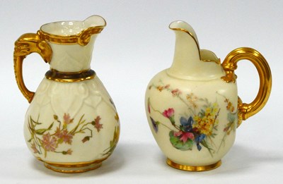 Lot 1036 - A Royal Worcester Porcelain Flat Handle Jug,...