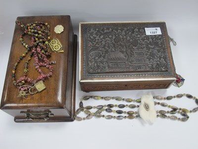 Lot 1327 - A mahogany box with brass handles, pop out...