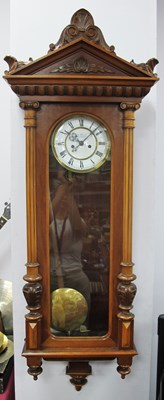 Lot 1403 - A Vienna Wall Clock, with carved pillars and...