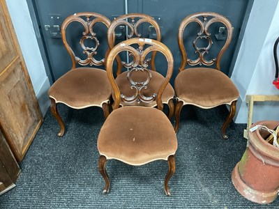 Lot 1526 - Set of Four Late XIX Century Walnut Balloon...