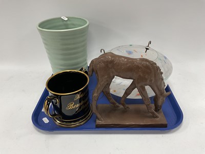 Lot 1020 - XIX Century Black Glaze Loving Cup, gilt...