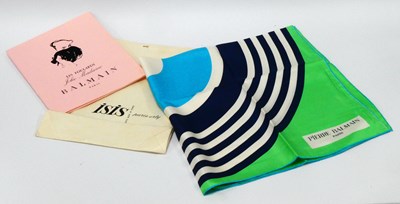 Lot 1341 - A Pierre Balmain Paris Silk Scarf, in a dark...