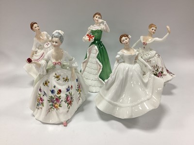Lot 1257 - Five Royal Doulton Figurines, Diana HN 2468,...