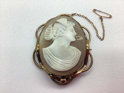 Lot 118 - A Large Antique Carved Shell Cameo Brooch, the...