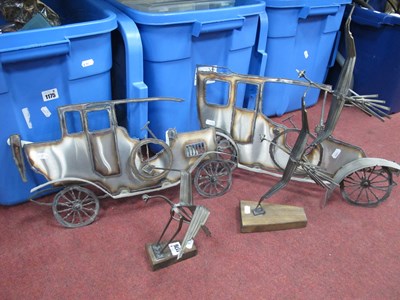 Lot 1176 - White Metal Vintage Car Wall Models, the...