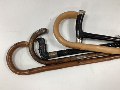 Lot 1380 - Ebonised Walking Cane, with dog handle,...