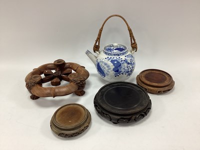 Lot 1341 - Oriental Blue and White Pottery Teapot (spout...