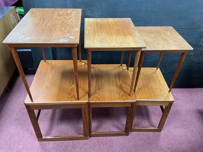 Lot 1566 - Teak Nest of Tables, 53cm, together with one...