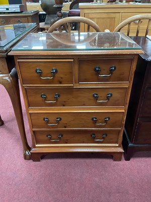 Lot 1573 - A Small Yew Wood Chest of Drawers, with two...