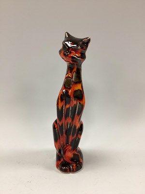 Lot 1256 - Anita Harris Hot Coals Cat Figure, gold signed,...
