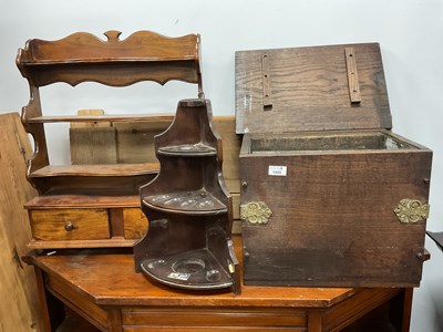 Lot 1525 - Hardwood Waterfall Wall Shelves 54cm wide, oak...