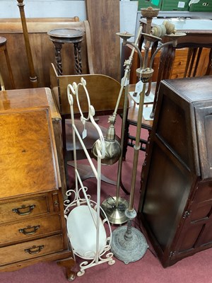 Lot 1542 - Brass Stamped Lamp with three upper branches,...