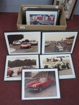 Lot 1536 - A quantity of framed photographs of race cars...