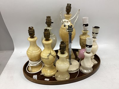 Lot 1154 - Mid XX Century Chrome Table Lamp, Alabaster...