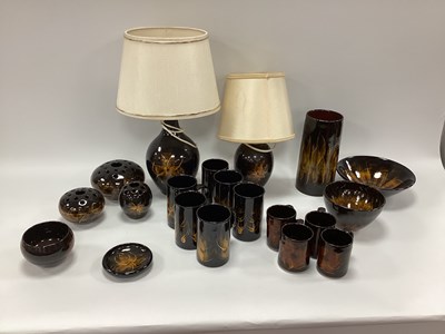 Lot 1173 - Dunster Pottery Cylinder Vase 21cm tall, two...