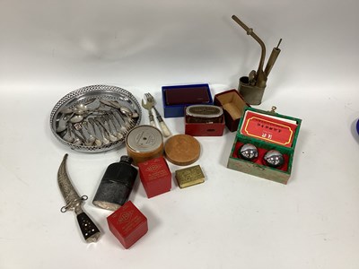 Lot 1102 - Oriental Brass Opium Pipe, sterling 835 and...
