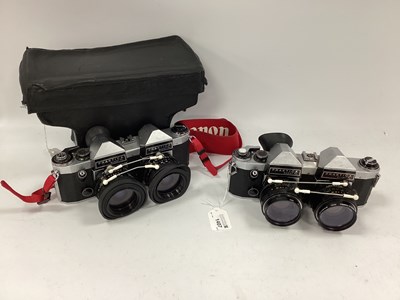 Lot 1407 - Cameras; Two interesting homemade Praktica...