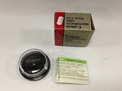 Lot 1316 - Canon Macrophoto lens 20mm f/3.5 in original...