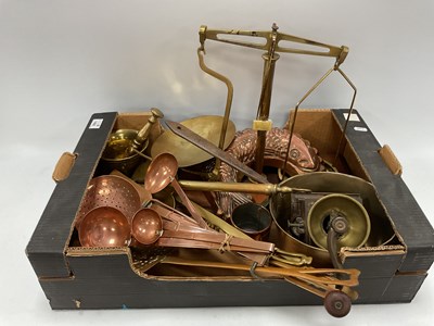 Lot 1458 - Brass Balance Scales on Mahogany Plinth, with...