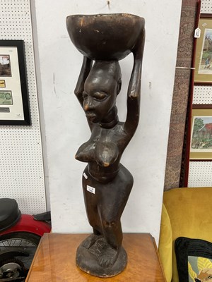 Lot 1505 - Large Carved African Softwood Female Figure,...