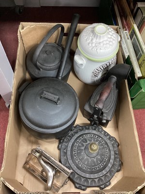 Lot 1036 - Iron Kettle No 1-2 4'4" - cast iron stand and...