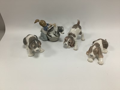 Lot 1187 - Lladro Bashful Bather 12cm tall and three...
