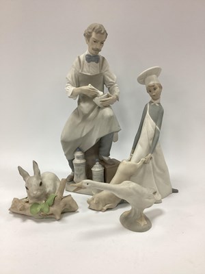 Lot 1285 - Lladro Pottery Pharmacist 31cm tall, Chef with...