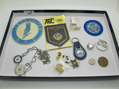 Lot 508 - Leeds United Enamelled Badges, pendants, ring,...