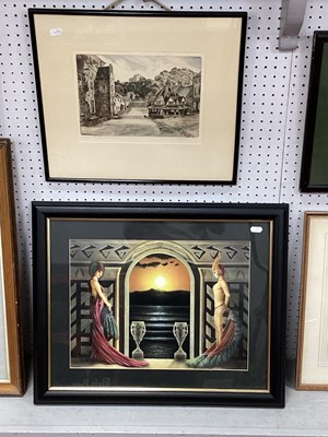 Lot 1487 - R.L. Armitage - Dunster..., etching 17 x 25cm,...