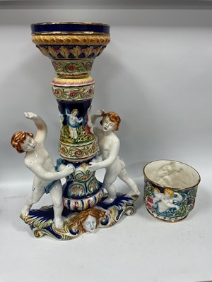 Lot 1161 - A Large Italian Jardiniere on Stand Decorated...