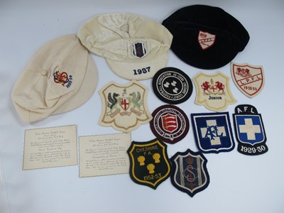 Lot 620 - Caps and Cloth Blazer Badges, the former...