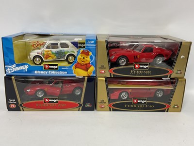 Lot 739 - Four Burago 1:18 Scale Diecast Model Cars...