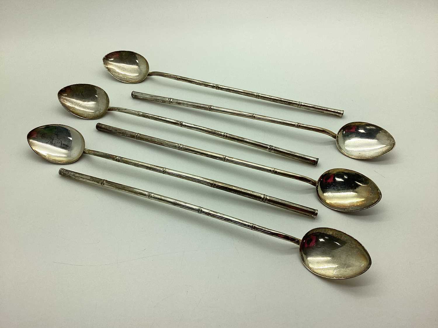 Lot 101 - A Set of Six Chinese Straw Spoons, of bamboo...