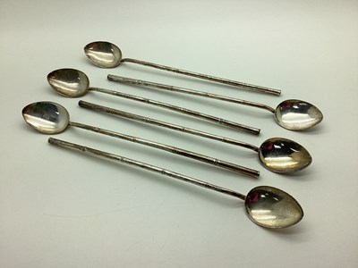 Lot 101 - A Set of Six Chinese Straw Spoons, of bamboo...