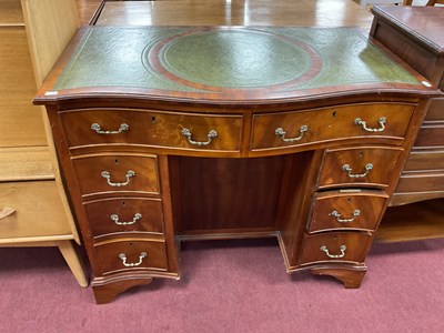 Lot 1639 - XX Century Serpentine Shaped Knee-hole Desk,...