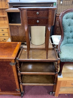 Lot 1555 - 1930s Oak Dinner Trolley with barley twist...