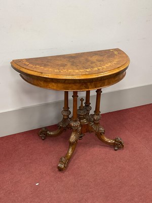 Lot 1610 - A Mid XIX Century Walnut Demi Lune Fold-Over...