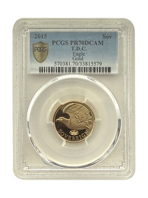 Lot 270 - 2015 Tristan Da Cunha PCGS Graded 'Eagle' Gold...