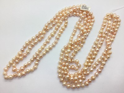Lot 146 - A Blush Coloured Pearl Bead Opera Length...