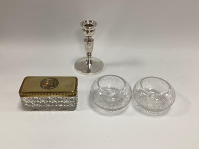 Lot 1330 - A Hallmarked Silver Candlestick, hobnail glass...