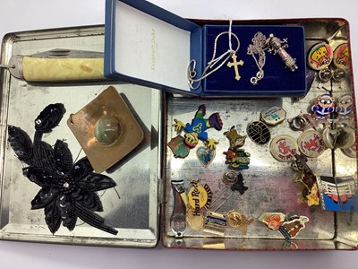 Lot 190 - A Dainty 9ct Gold Cross Pendant, novelty rag...