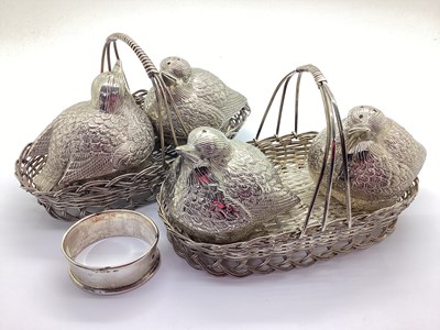 Lot 42 - Two Novelty Silver Plated Bird Cruet Sets,...