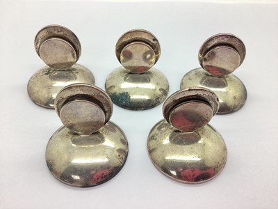 Lot 32 - A Set of Five Hallmarked Silver Menu / Name...