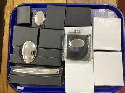 Lot 1114 - A Selection of Hip Flasks, pill boxes, compact...