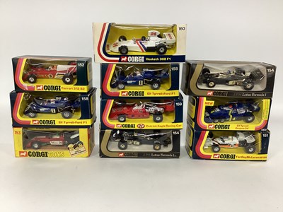 Lot 614 - Ten Circa 1970's Corgi Diecast Model Formula...
