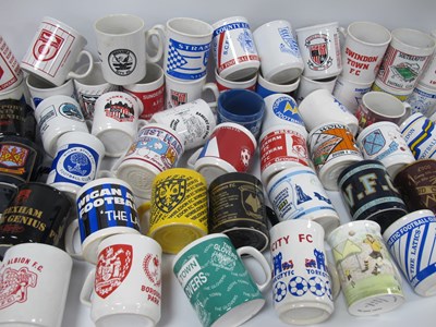 Lot 302 - Pottery Football Mugs, alphabetically sorted,...