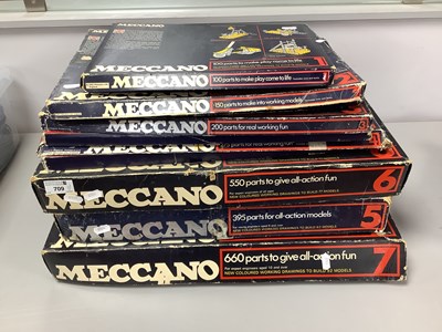Lot 709 - Seven Circa 1970's Meccano Sets. Numbers 1 to...