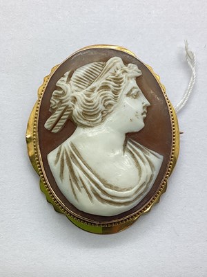 Lot 107 - A Vintage Carved Shell Cameo Brooch, the oval...