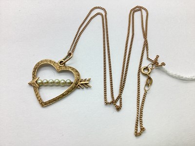 Lot 91 - A 9ct Gold Freshwater Pearl Heartshape Pendant,...