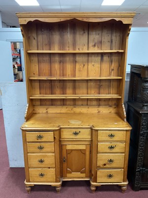 Lot 1573 - XIX Century and Later Pine Dresser, rack with...